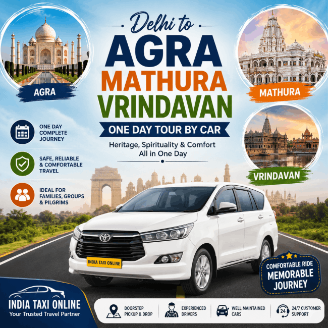 Delhi to Agra Mathura Vrindavan One Day Tour by Car