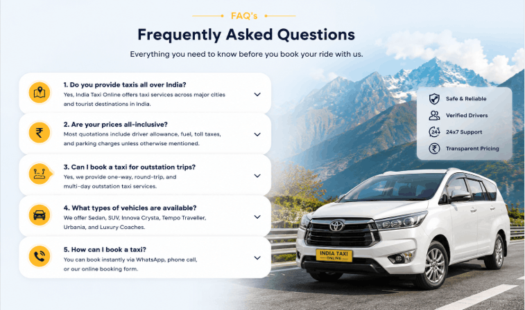 FAQS India Taxi Online FAQS India Taxi Online